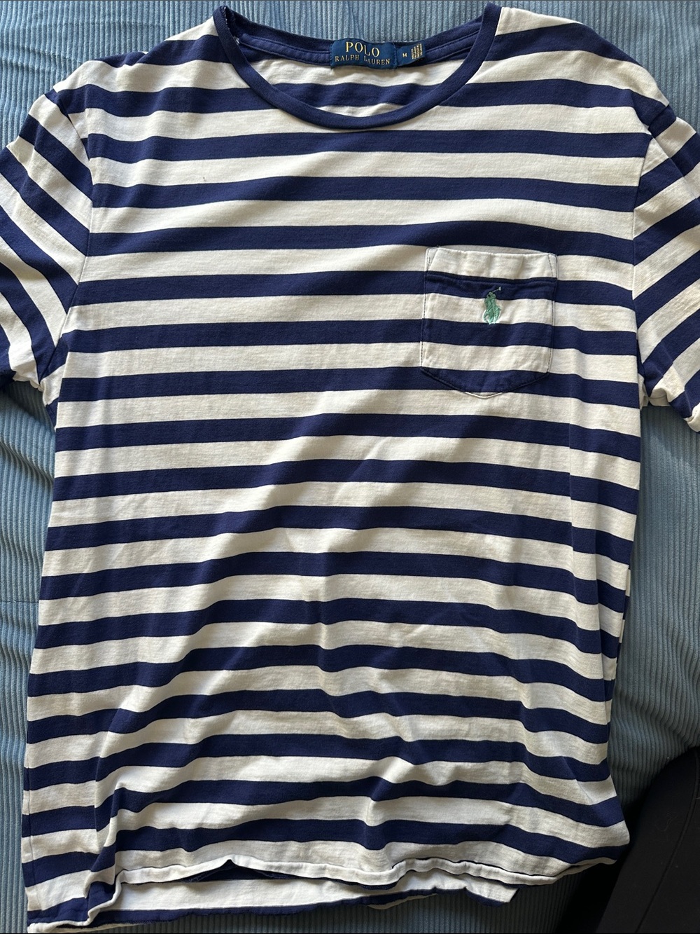 Polo by Ralph Lauren Navy & White Striped Pocket Tee